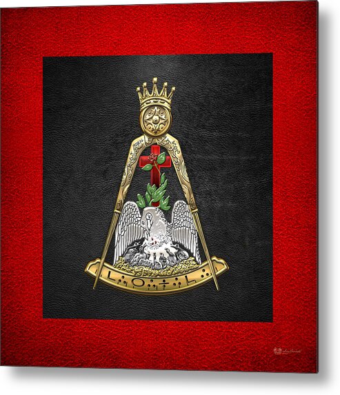 'ancient Brotherhoods' Collection By Serge Averbukh Metal Print featuring the digital art 18th Degree Mason - Knight Rose Croix Masonic Jewel by Serge Averbukh