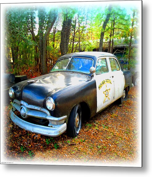 Old Cop Cars Metal Print featuring the digital art 1950 Ford Cop Car by K Scott Teeters