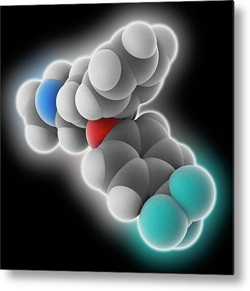 Antidepressant Metal Print featuring the photograph Fluoxetine Drug Molecule #2 by Laguna Design