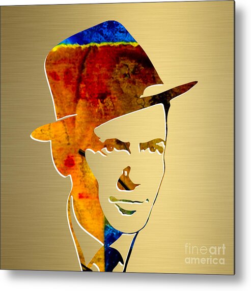 Frank Sinatra Art Metal Print featuring the mixed media Frank Sinatra Gold Series #5 by Marvin Blaine