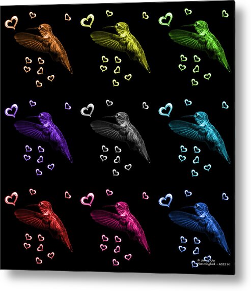 Hummingbird Metal Print featuring the digital art Hummingbird Pop Art - 2055 F M - BB #2 by James Ahn