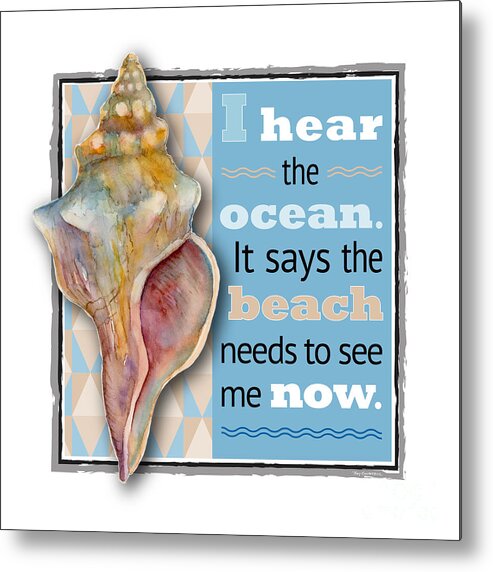 Horse Conch Metal Print featuring the painting I hear the ocean. by Amy Kirkpatrick