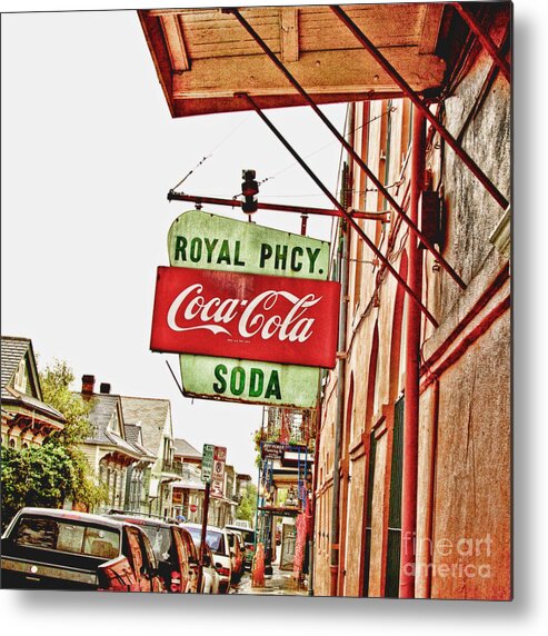 Royal Street Metal Print featuring the photograph Royal Pharmacy Soda Sign #1 by Scott Pellegrin