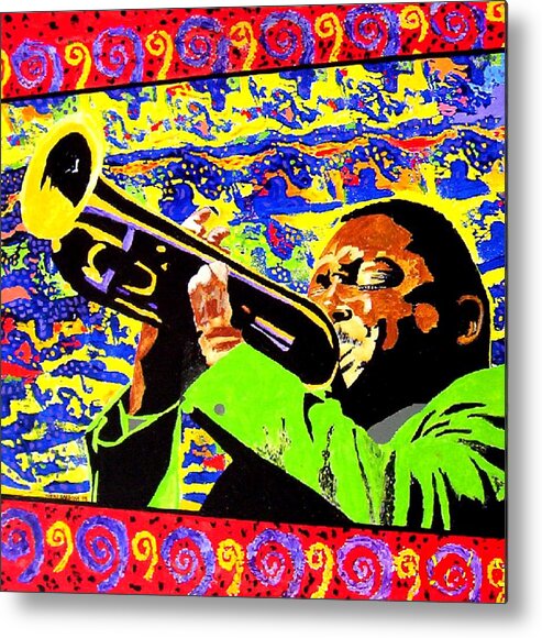 Wynton Marsalis Metal Print featuring the painting Wynton Marsalis plays Louis Armstrong by Neal Barbosa