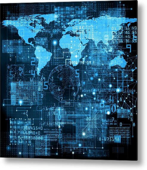 Nobody Metal Print featuring the photograph Global Data Network #3 by Mehau Kulyk/science Photo Library