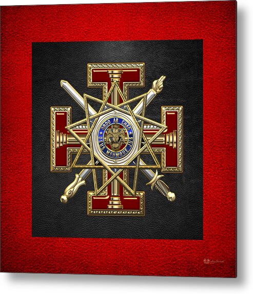 'ancient Brotherhoods' Collection By Serge Averbukh Metal Print featuring the digital art 33rd Degree Mason - Inspector General Masonic Jewel by Serge Averbukh