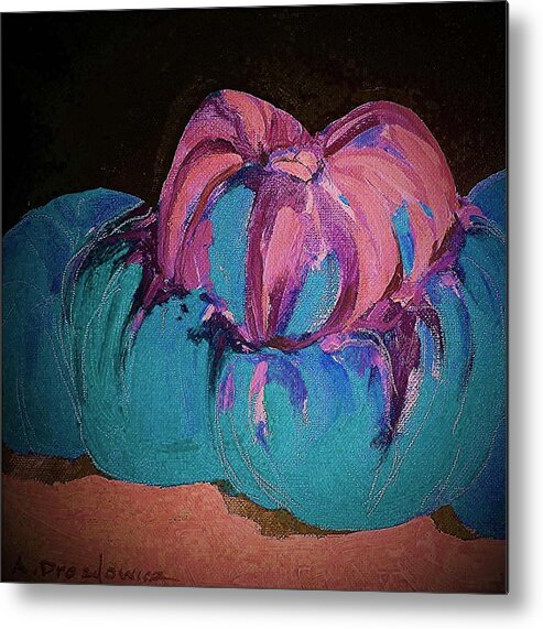 Pumpkin Clone Decorative Vegetable Metal Print featuring the painting Pumpkin by Andrew Drozdowicz