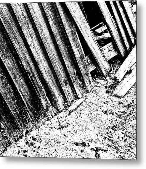 Monochromatic Metal Print featuring the photograph Broken Fence by Jason Roust