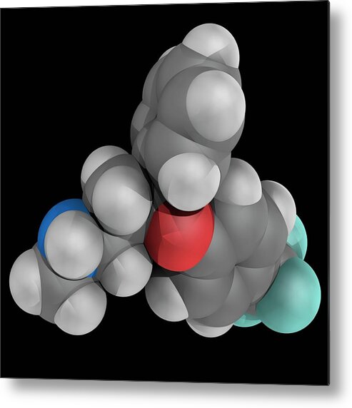 Antidepressant Metal Print featuring the photograph Fluoxetine Drug Molecule #5 by Laguna Design/science Photo Library