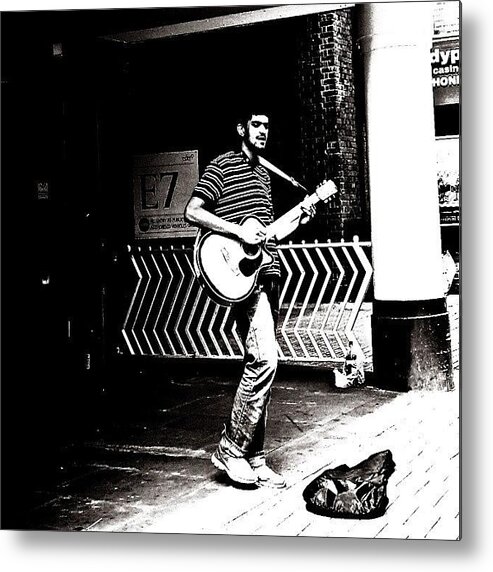 Monochromatic Metal Print featuring the photograph The Busker by Jason Roust