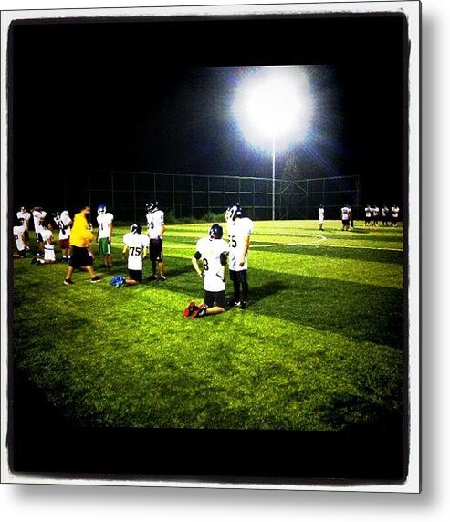 Helmet Metal Print featuring the photograph American Football Training by Korcan Uster
