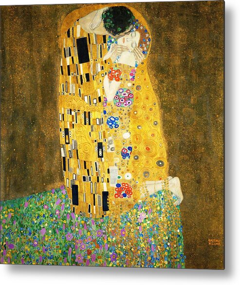 Gustav Klimt Metal Print featuring the painting The Kiss by Gustav Klimt