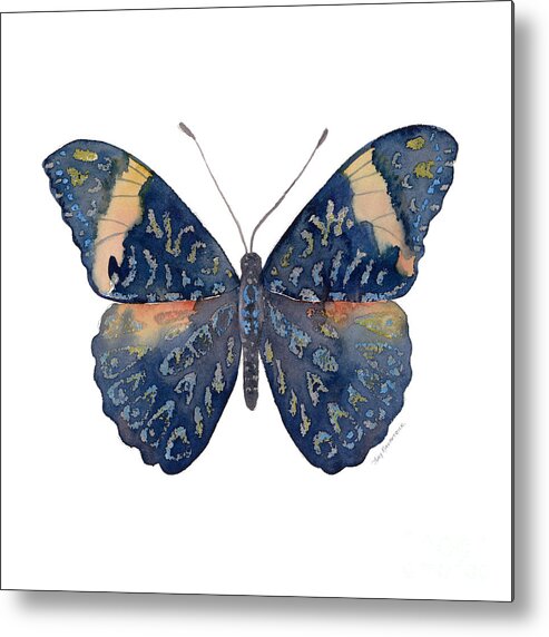 Red Cracker Butterfly Metal Print featuring the painting 89 Red Cracker Butterfly by Amy Kirkpatrick