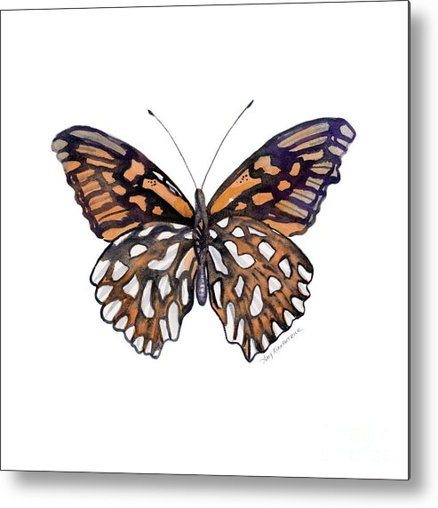 Mexican Silver Spot Butterfly Metal Print featuring the painting 9 Mexican Silver Spot Butterfly by Amy Kirkpatrick
