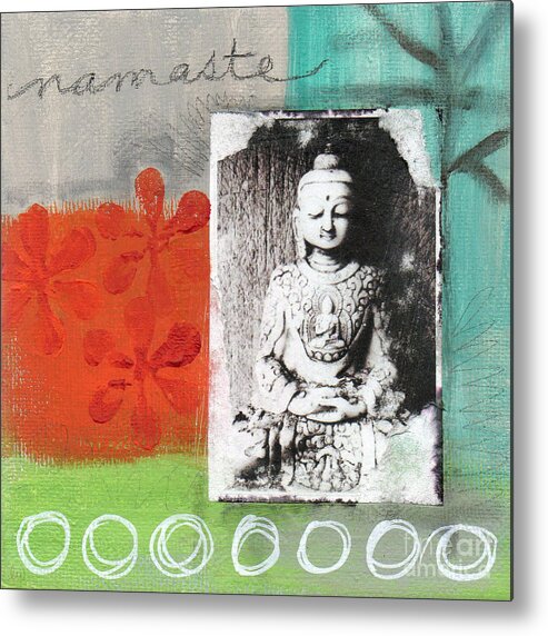 Buddha Metal Print featuring the painting Namaste by Linda Woods