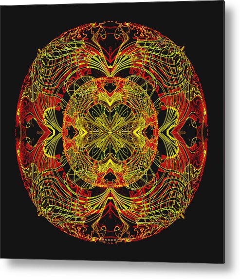 995 Metal Print featuring the painting 995 - Mandala in Earth Colours  by Irmgard Schoendorf Welch
