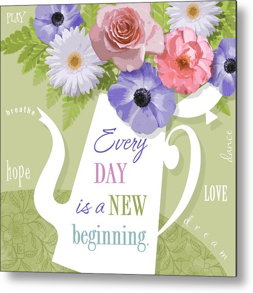 Floral Metal Print featuring the digital art A Brand New Day by Valerie Drake Lesiak