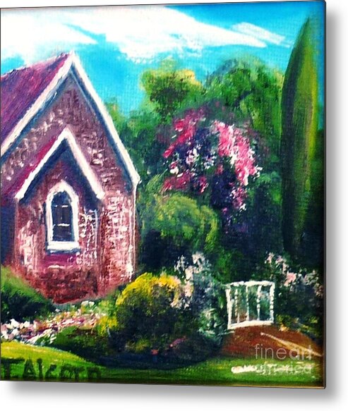 Miniature Metal Print featuring the painting A Country Church - original SOLD by Therese Alcorn