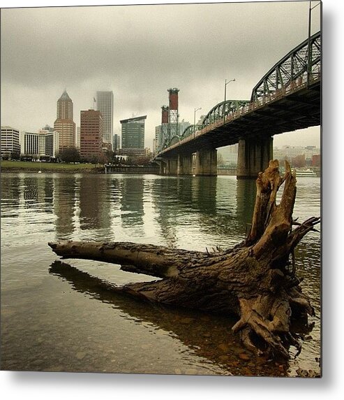  Metal Print featuring the photograph A Gray, Foggy, Cloudy Downtown Portland by Mike Warner
