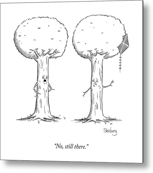 Trees Metal Print featuring the drawing A Talking Tree Says To Another by Avi Steinberg