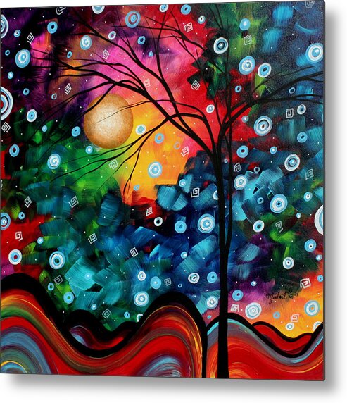 Abstract Metal Print featuring the painting Abstract Art Landscape Tree Painting BRILLIANCE IN THE SKY MADART by Megan Aroon