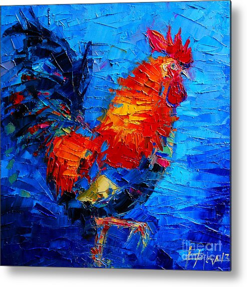 Abstract Colorful Gallic Rooster Metal Print featuring the painting Abstract Colorful Gallic Rooster by Mona Edulesco