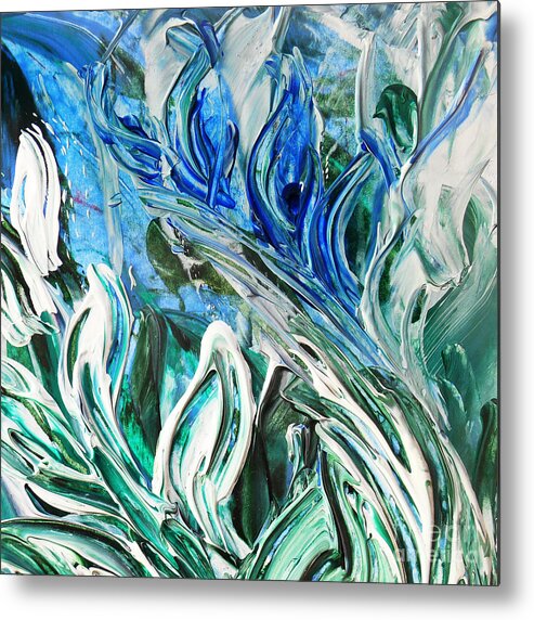 Reflection Metal Print featuring the painting Abstract Floral Sky Reflection by Irina Sztukowski