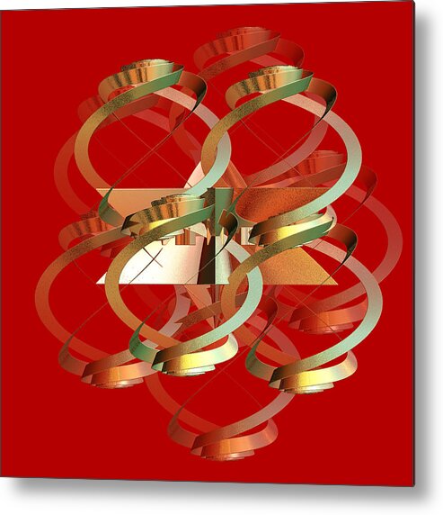 Abstract Metal Print featuring the digital art Abstract on Red Series 4 by Linda Phelps