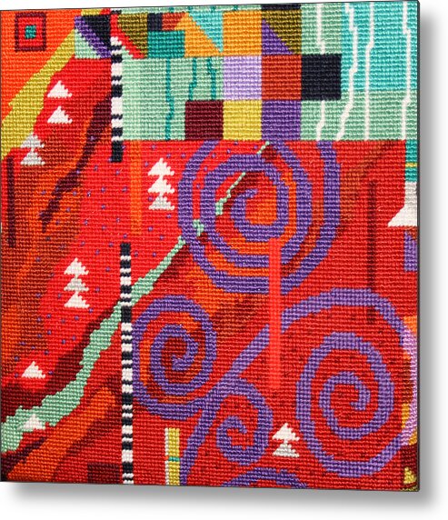 Abstract Metal Print featuring the tapestry - textile After Klimt by Connie Pickering Stover