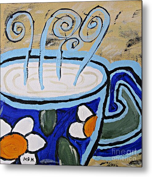 Coffee Metal Print featuring the painting Afternoon Break by Mary Mirabal