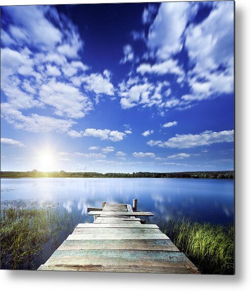 Scenics Metal Print featuring the photograph Aged Wooden Pier by Da-kuk