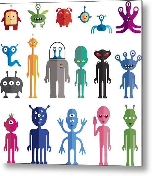 Horror Metal Print featuring the drawing Aliens by Eratel