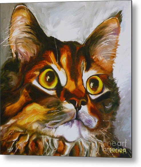 Cat Metal Print featuring the painting All Yours by Susan A Becker
