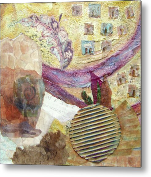 Collage Metal Print featuring the mixed media Along the Rio Grande by Mtnwoman Silver