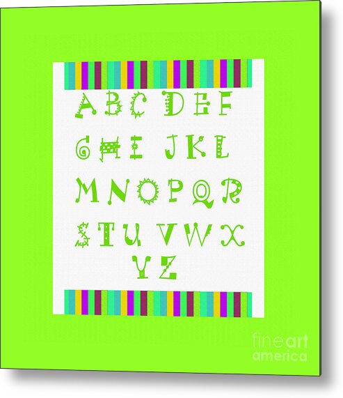 Alphabet Green Metal Print featuring the digital art Alphabet Green by Barbara A Griffin