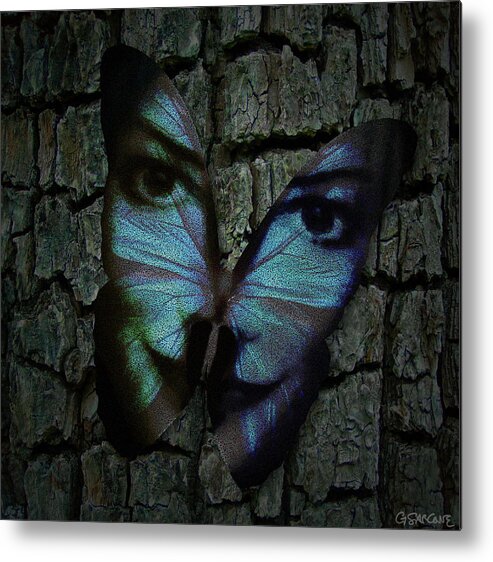 Double Image Metal Print featuring the painting Am I a Butterfly Dreaming I Am a Human ? by Gianni Sarcone