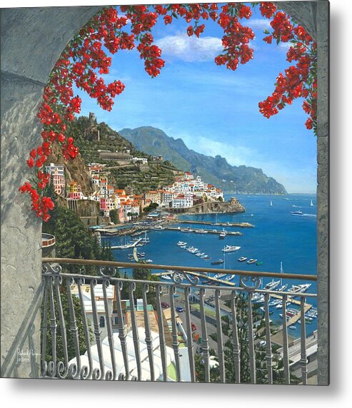 Landscape Metal Print featuring the painting Amalfi Vista by Richard Harpum