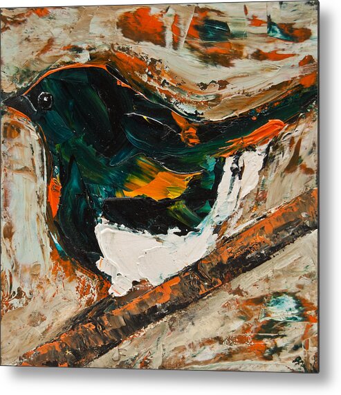 American Redstart Metal Print featuring the painting American Redstart by Jani Freimann