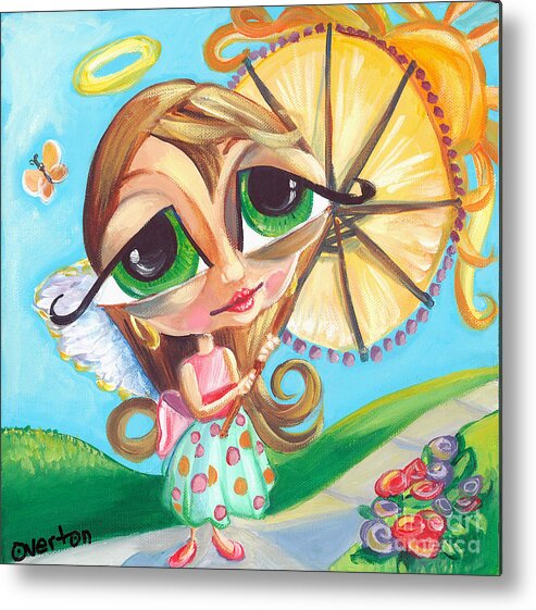 Angel Metal Print featuring the painting Angel Grace and the Umbrella by Shelley Overton