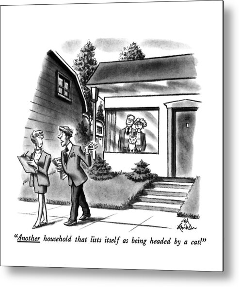 Animals Metal Print featuring the drawing Another Household That Lists Itself by Ed Fisher