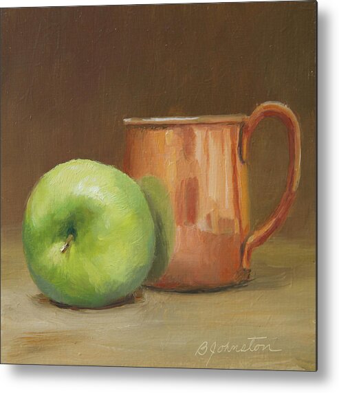  Metal Print featuring the painting Apple and Copper by Beth Johnston