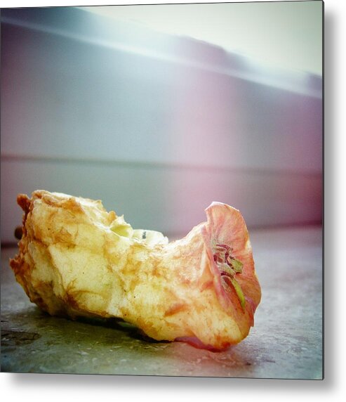 Apple Core Metal Print featuring the photograph Apple core lying on the window ledge by Matthias Hauser