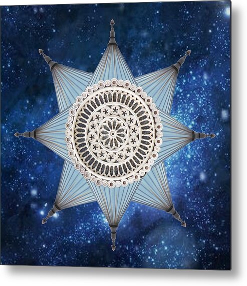Christmas Card Metal Print featuring the photograph Blue Victorian Star by Suzanne Powers
