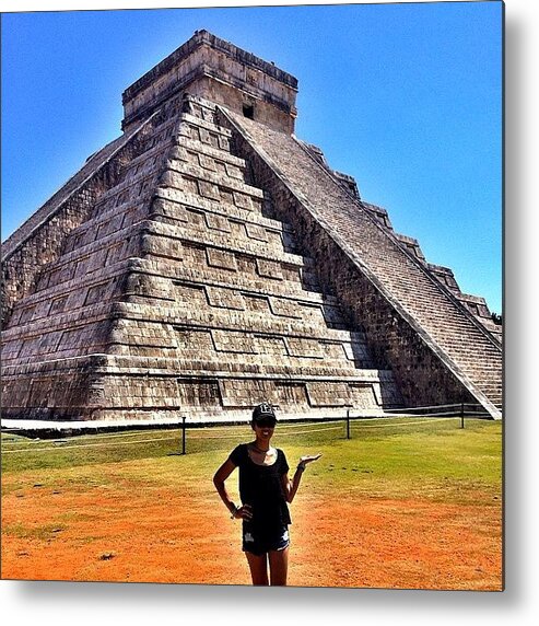 Metal Print featuring the photograph At The Ancient City Of Chichen Itza And by Diana Tuquero-gustafson