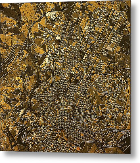 Austin Metal Print featuring the painting Austin Texas Map 4 by Bekim M