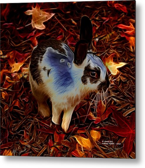 Rabbit Metal Print featuring the digital art Autumn Rabbit 5010 - James Ahn by James Ahn