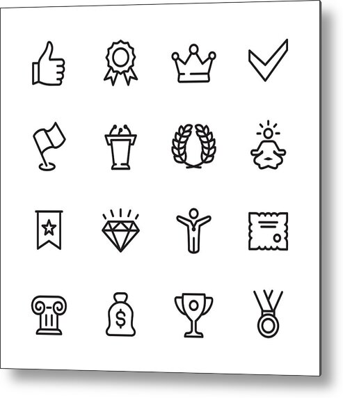 Crown Metal Print featuring the drawing Awards - outline icon set by Lushik