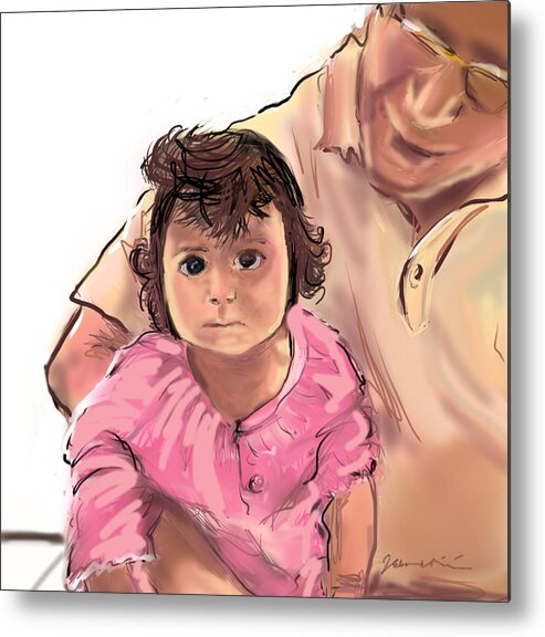 Baby Metal Print featuring the painting Baby Girl by Jean Pacheco Ravinski