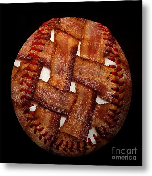 Baseball Metal Print featuring the photograph Bacon Weave Baseball Square by Andee Design