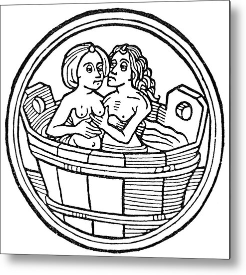 1480 Metal Print featuring the painting Bathing, C1480 by Granger